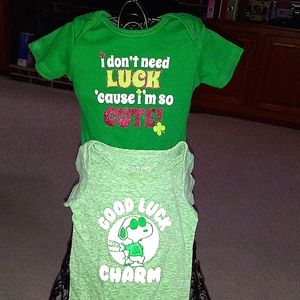 St. Pat's! Glitter & Vintage Snoopy Onesies, 6-9m